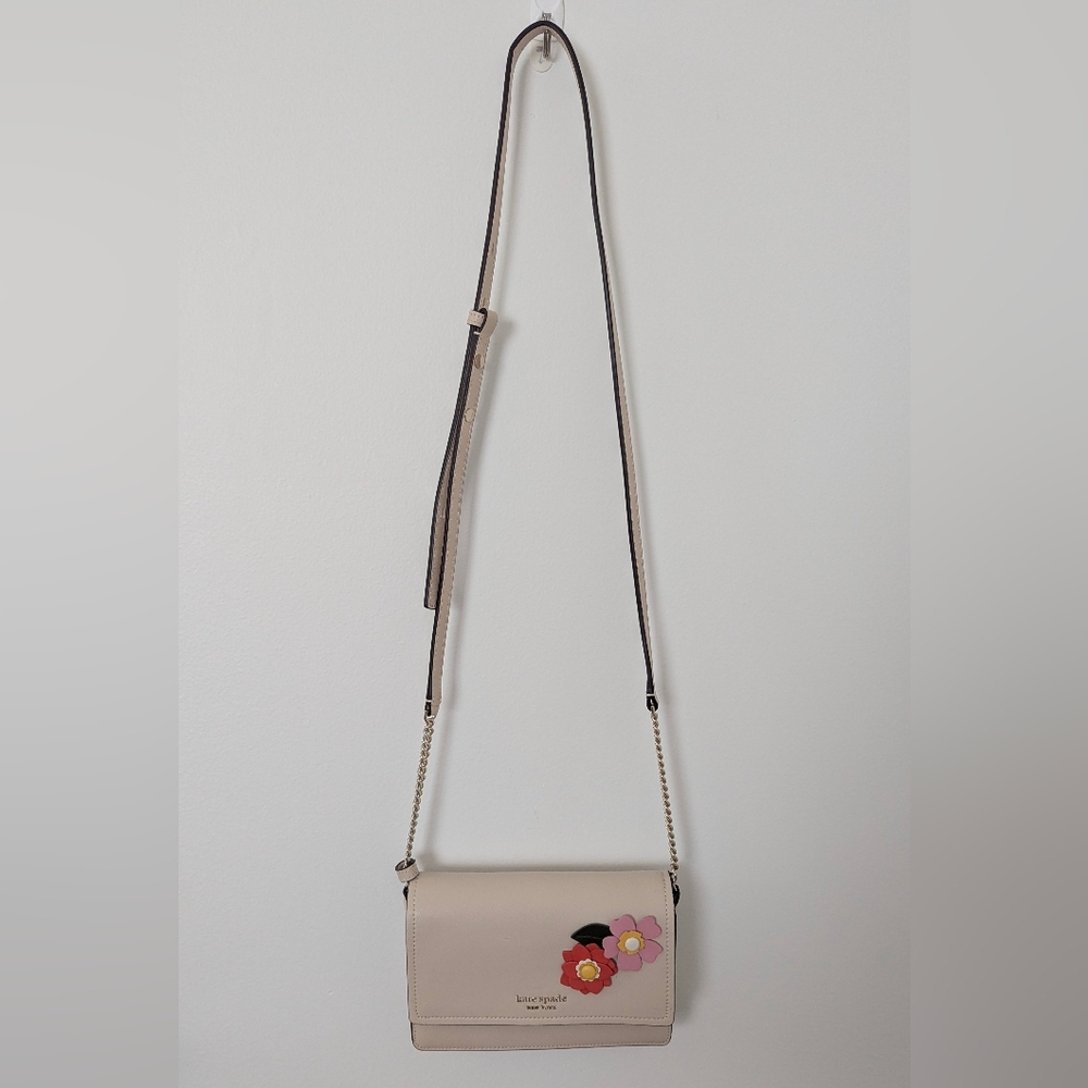 Kate Spade Beige Crossbody Bag with Floral Design